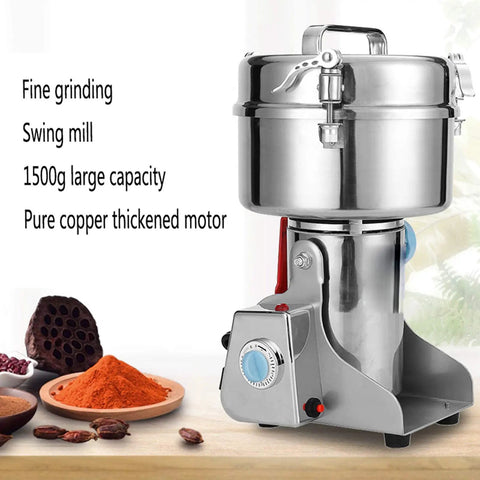 Beast Of A 1500G Grain Grinder Mill With 3500W Electric Motor displayed on kitchen counter with ground flour