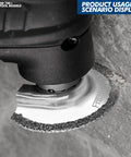3 Pack Diamond Grit Oscillating Blades For Grout Removal And Mortar Cleaning in action on tile surface