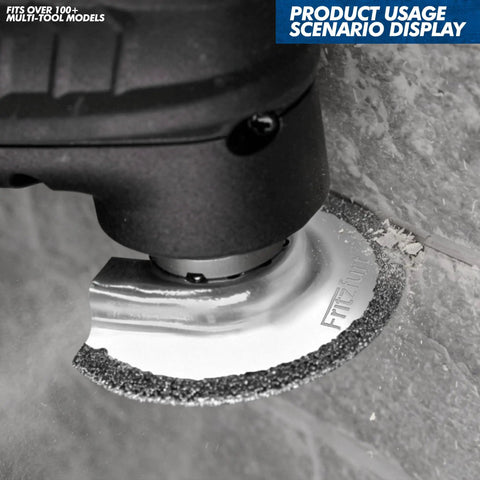 3 Pack Diamond Grit Oscillating Blades For Grout Removal And Mortar Cleaning in action on tile surface