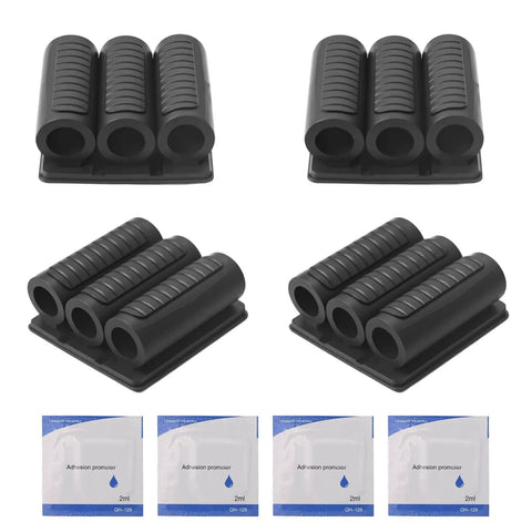 Four Pack Drill Bit Holder Tool Holster For Impact Drivers And Drills With Adhesive, showing 4 holders with rubber sleeves.