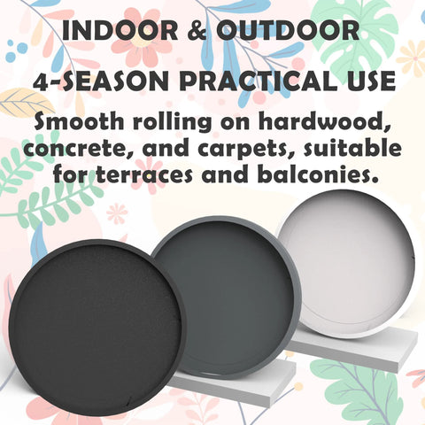 11 Inch Heavy Duty Plant Caddie With Wheels Rolling Planter Stand for Indoor and Outdoor Use, shown on decorative background.