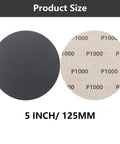 Get Ready To Polish Like A Pro With This Awesome 50 Piece 5 Inch Hook Loop Sanding Disc Kit Featuring 1000 To 5000 Grit Silicon Carbide Wet Dry Sandpaper For Smooth And Shiny Auto Body Work Results - two 5 inch sanding discs with different grits.