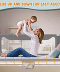 Easy Install Toddler Bed Rail Guard For Twin Full Queen And King Beds, side view with mother and baby, stable design