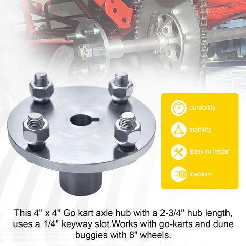 Go Kart Live Axle Hub 4x4 With One Inch To Three Quarter Inch Step Down One Quarter Inch Keyed Shaft for 8 Inch Wheels Front and Rear
