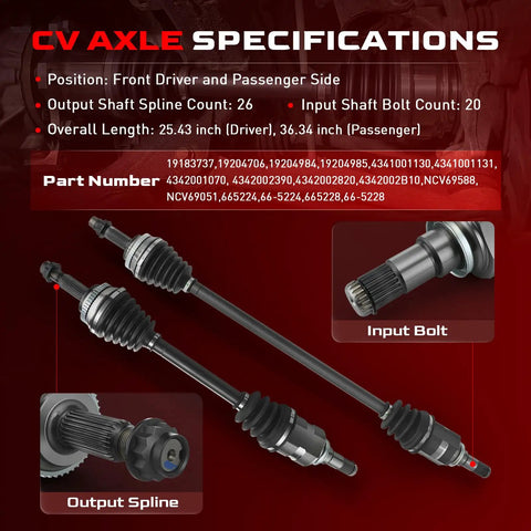 Toyota Corolla Front CV Axle Set 2009 To 2018 Beefed Up Direct Fit Replacement Shafts Also Fits Toyota Matrix 2003 To 2012 FWD Manual Transmission OEM Grade, front axles