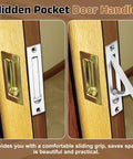 Five Pack Pocket Door Handles 304 Stainless Steel Edge Pulls Bronze Finish Includes Screws 44mm Length 87mm Hole Spacing shown installed
