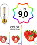 Old School Edison Style LED Filament Tubular Bulbs Pack Of 6, 4W Low Watt, 2700K Warm White, E26 Dimmable with CRI rating illustration