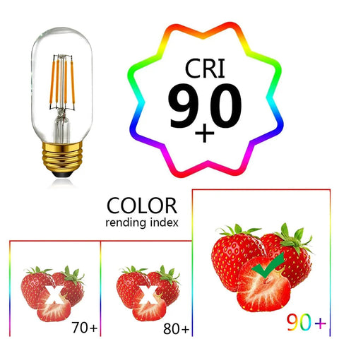 Old School Edison Style LED Filament Tubular Bulbs Pack Of 6, 4W Low Watt, 2700K Warm White, E26 Dimmable with CRI rating illustration