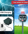 4 Pack Solar Ultrasonic Animal Repellers For Cats, Deer, And Squirrels, Outdoor Garden Yard Orchard Pest Deterrents With Ground Spikes Or Hanging Mounts, Sun Powered, Easy Install, Weatherproof; USB charging and solar power shown