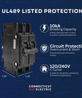 Built Tough 20 Amp 2 Pole Miniature Circuit Breaker 120 240V AC DIN Rail surface mount with 10KA interrupt rating.