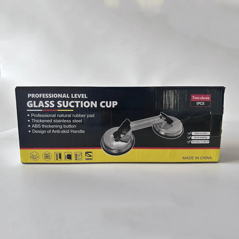 Heavy Duty Glass Suction Cup With Stainless Steel Handle For Lifting Heavy Tiles Smooth Panels And Glass packaging showing features.