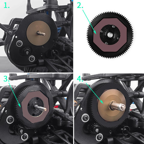 Durable Steel Spur Gear Set 66T 72T 81T 84T 48P Hardened Rust Resistant Main Gear Upgrade installation on RC car