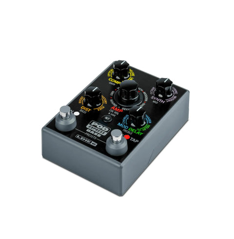 POD Express Bass On The Go Ultra Portable Bass Amp Modeler With 7 Amps 7 Cabs And 17 Effects Including A Looper, top view
