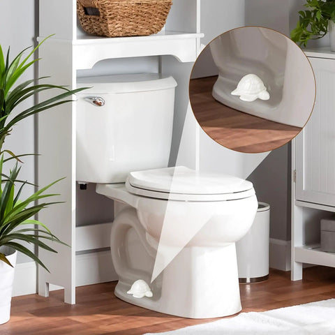 Whimsical Sea Turtle Ceramic Toilet Bolt Caps For Standard Toilets White Finish Decorative Coastal Decor Cute Cool Screw Covers That Replace Toilet Bolt Caps And Keep The Lid Operation Smooth And Stylish installed view on toilet