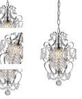 Plug In Chrome Crystal Chandelier With 14.3 Ft Cord And On Off Switch, elegant design with crystal accents, ideal for ambient lighting.