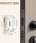Six Piece Clear Silicone Door Stoppers And Wall Bumper Shields With Heavy Duty Peel And Stick Backing size chart on door, dimensions 5cm x 3cm.