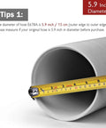 Portable Air Conditioner Exhaust Hose 5.9 Inch Outer Diameter shown with tape measure