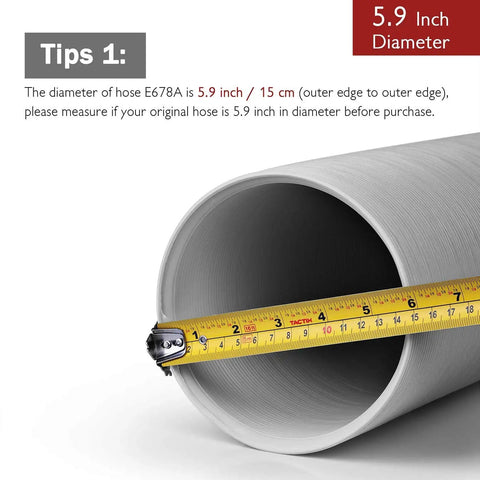 Portable Air Conditioner Exhaust Hose 5.9 Inch Outer Diameter shown with tape measure