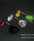 10 Piece Spinner Lures Kit With Tackle Box For Freshwater And Saltwater Fishing, colorful lures with treble hooks on display
