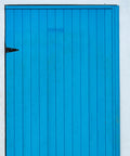 Beefy Outdoor Wood Gate Hinge Set Heavy Duty Metal Extended Slotted Bearing Gate Hinge With Screws Black Finish on blue door