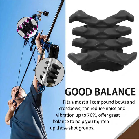 Archery Noise Dampeners For Compound Bow And Crossbow, 2 Pack Split Limb Stabilizers close-up on bows with description