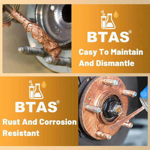 BTAS copper anti-seize grease, 8 oz copper paste for spark plug bolts; rust and corrosion resistant.