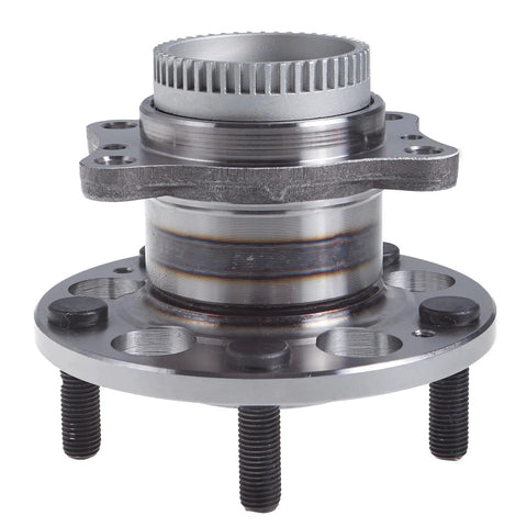 Rear Wheel Hub Bearing Assembly Compatible With 2014 2018 Kia Forte Forte5 2011 2016 Hyundai Elantra 2012 2017 Veloster Five Lug Replacement OE Quality For A Smooth Safe Ride close-up view showing five lug design and metal finish