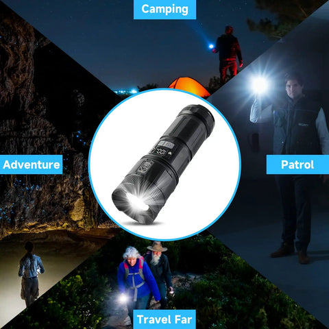 Beast Mode 3000 Lumen Tactical Flashlight With Dual Front And Back Beams COB Work Light High Power Handheld Light For Emergencies Camping And Hiking Ultra Bright LED Flashlight For Outdoors