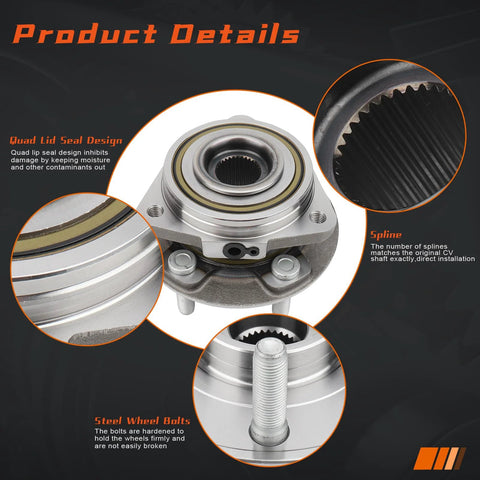 Close-up of Front Left Or Right Wheel Hub Bearing Assembly For Jeep Wrangler And Gladiator 5 Lug Without ABS