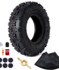 4.10 3.50 6 Tire And Inner Tube Replacement For Lawn Mowers Snow Blowers ATVs Go Karts displayed with repair kit