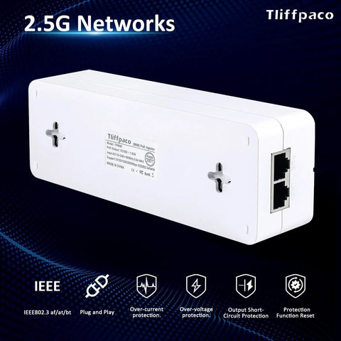 Get Your Network Ready With This 90W PoE Plus Injector, a white compact device with 2.5G ports for HD cameras and POS systems.