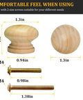 15 Pack Unfinished Wood Drawer Knobs Mushroom Style Cabinet Dresser Pull Handles For DIY Home Reno Makeover 1.34 Inch Diameter 1 Inch High Ready To Stain Paint Or Color, featuring wood knob and screws with measurements.