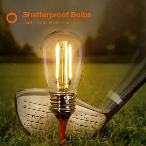 Brighten Up Your Outdoors S14 LED Replacement Bulbs 2W 4 Pack For Outdoor String Lights With E26 Screw Base, shatterproof design