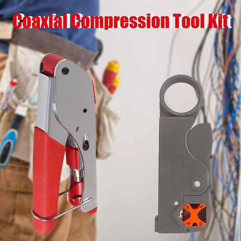 3 In 1 Coax Cable Crimping Tool Kit with 20 Pcs F Type RG59 RG6 Compression Connectors and Coaxial Cable Stripper