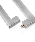 18 Inch Solid Standoffs Beefy Push Pull Door Handle Heavy Duty Commercial Grade 304 Stainless Steel With Full Brushed Finish For Barn Doors And Glass Pulls Mounting Hardware Included, brushed steel close-up