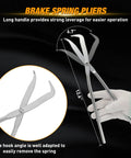 Brake spring pliers from the Eight Piece Pro Grade Drum Brake Tool Kit With Spring Installer Remover Compressor Retainer