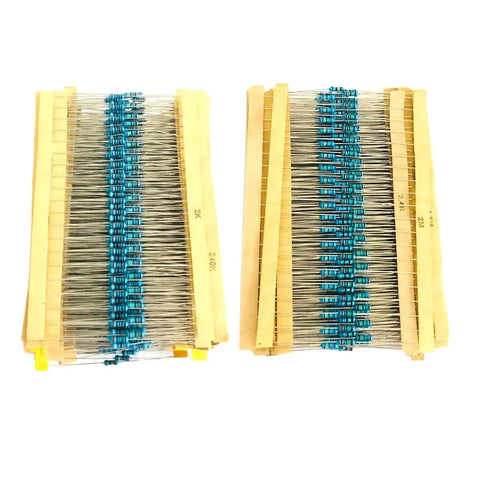 2600 Piece Resistor Kit With 130 Values 1 Ohm To 3M Ohm 0.25W Metal Film Resistors 1 Percent Tolerance Axial Lead