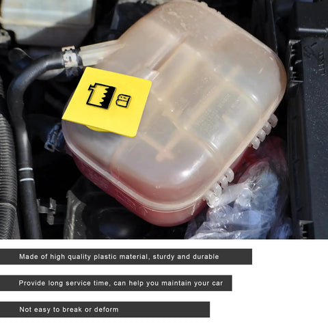 Engine Coolant Reservoir Cap 2 Pack Beefed Up Leakproof Seal Replacement for OEM 55111074AA shown installed in engine bay.