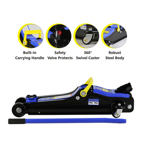 2 Ton Floor Jack Kit With Jack Stands And Tire Repair Tools For Garages And Shops Portable Heavy Duty Steel Pro Grade Lifts Cars Trucks SUVs From 3.3 To 15.2 Inches Ideal For DIY Auto Repair