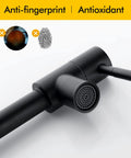 Matte Black Pot Filler Faucet Wall Mount Pro Grade Brass Construction Folding Stretchable Swing Arm Double Joint Single Hole Two Handles