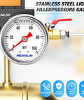 industrial stainless steel pressure gauge with liquid-filled dial, 0-100 psi, for accurate measurement of water, oil, and air pressure