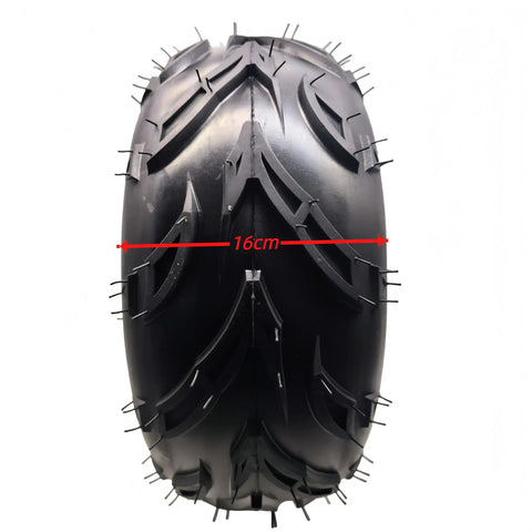 Front view of Beefy 16x8-7 ATV Tire With Rim For 50-125cc Go Kart Mini Bike Replacement Wheel Set Fits 8 Inch Rim