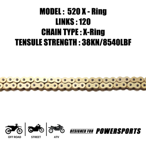 Honda Compatible 520 X Ring Chain And Chain Breaker Kit 120 Links with tensile strength info for motorcycles
