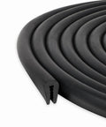 Black EPDM U Channel Edge Trim Seal, 0.46875 Inch High By 0.296875 Inch Wide, Flexible Weather Stripping With Internal Metal Clips