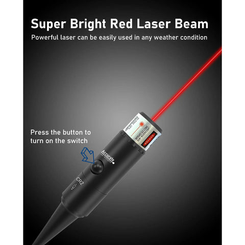 Pro Red Laser Bore Sight Kit With Button Switch showing red laser beam and button for activation