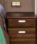 Top Grade No Hassle Self Adhesive Cabinet Handles Pair White Pp Drawer Knobs on wooden drawer in bedroom setting.