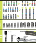 Compact 43-Piece 1/4 Inch Drive Mini Tool Kit For Tight Spaces With 72-Tooth Mini Ratchet And 4-14mm Metric Socket Set visible.