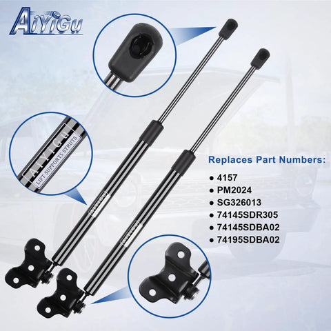 Beefed Up Heavy Duty Front Hood Struts Compatible With Honda Accord 2003 2007 showing mounting ends and branding details