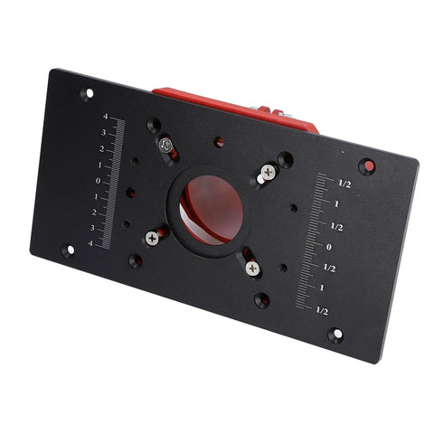 Garage Ready Router Lift Kit Featuring M8 Flip Board and Heavy Duty Aluminum Manual Crank Assembly for Router Table Saw Insert Base Plate, detailed view of base plate.