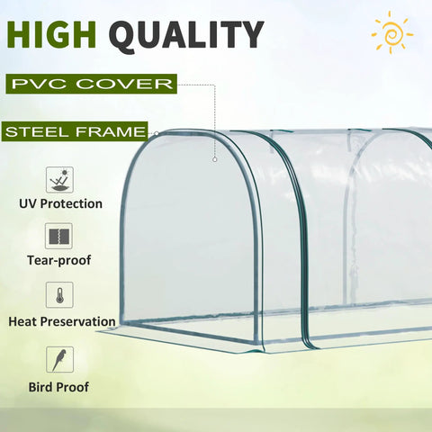 11 By 3 By 2.5 Ft Mini Greenhouse Portable Tunnel With Roll Up Zippered Doors UV Waterproof Clear Plastic Cover Steel Frame